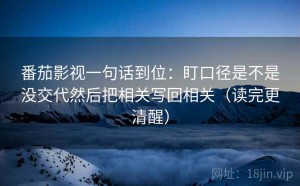 番茄影视一句话到位：盯口径是不是没交代然后把相关写回相关（读完更清醒）