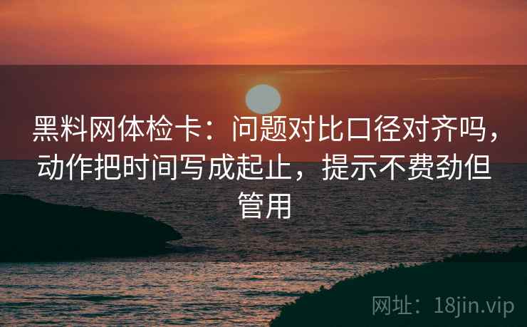 黑料网体检卡：问题对比口径对齐吗，动作把时间写成起止，提示不费劲但管用